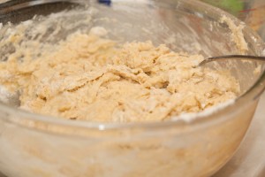Mixed dough in bowl