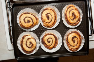 Cinnamon whirls after cooking