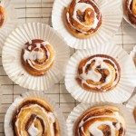 Cinnamon whirls with icing drizzled on top