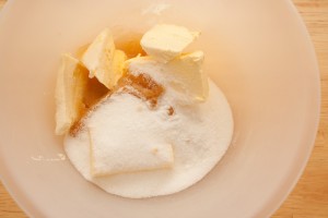 Butter, sugar, vanilla, baking soda, salt, & baking powder