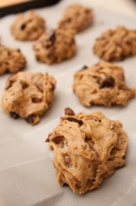 Dollops of cookie mix