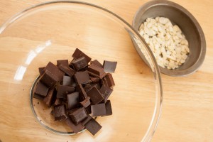 Chocolate and flaked almonds