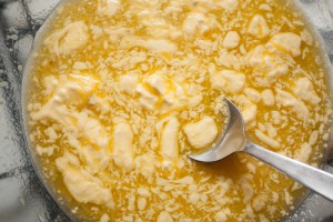 Lemon curd mixture butter partly melted