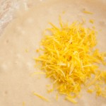 Lemon gateau sponge mix after adding lemon zest but before mixing in whisked egg whites