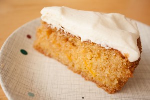 Slice of Moist Orange Sponge Cake