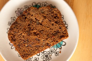 Slice of Date and Walnut Gingerbread Cake on a plate