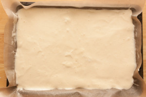 Swiss roll mixture on tray