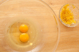 Eggs and Lemon zest for making lemon curd